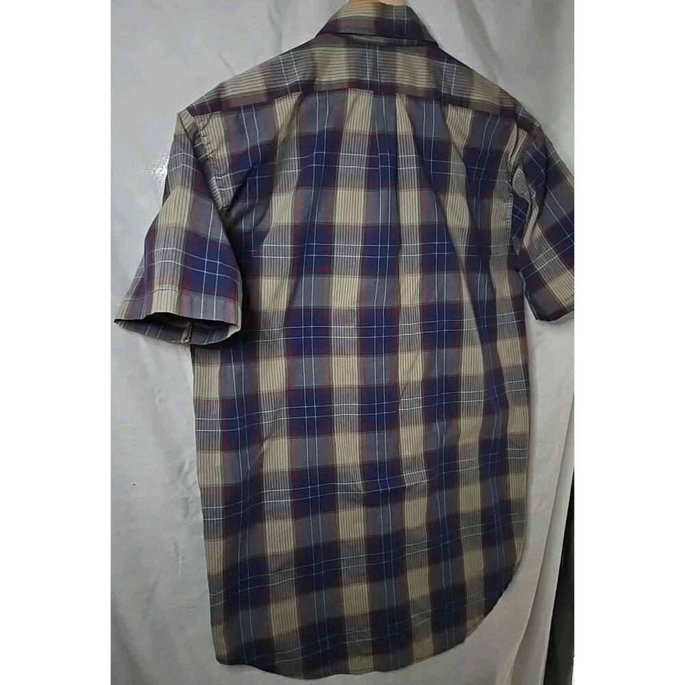 Cambridge Hall Short Sleeve Button Shirt Plaid, Men's Sz Lg Tall, USA Made - Picture 6 of 8